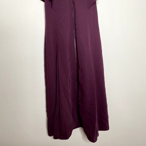 TED BAKER LONDON Kasiane Burgundy Poplin Exposed Zip Hourglass Midi Dress Sz XS - Picture 4 of 11